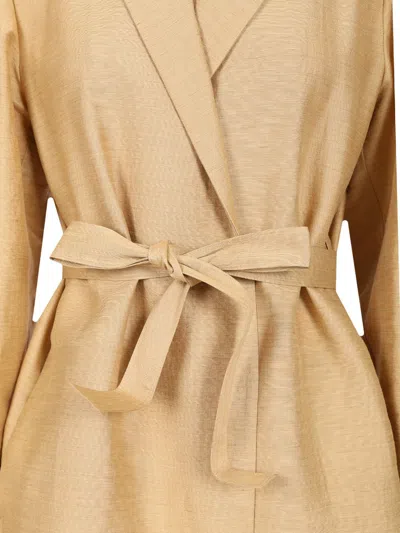 Max Mara Linen And Silk Canvas Overcoat Dresses Gold