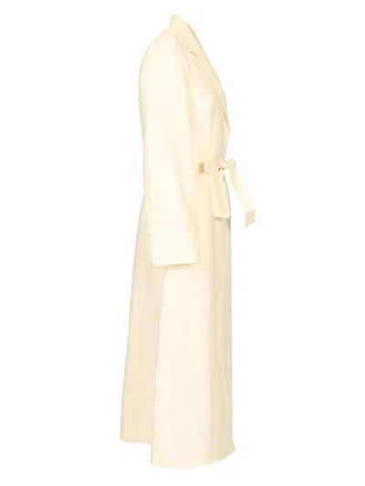 Max Mara Linen And Silk Canvas Overcoat Dresses White