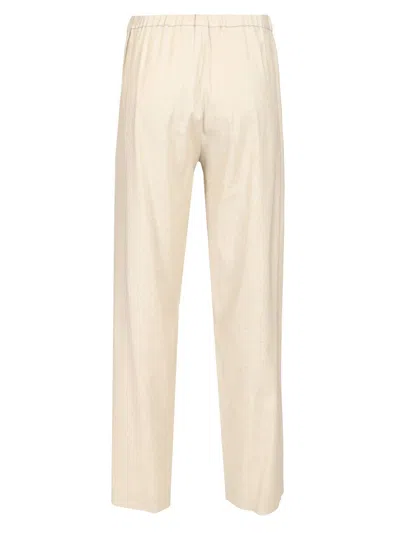 S Max Mara Linen Drawstring Trousers White