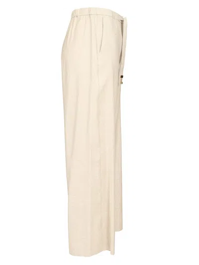 S Max Mara Linen Drawstring Trousers White