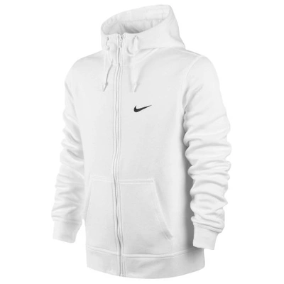 Nike Men's Club Swoosh Full Zip Fleece Hoodie In White