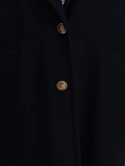 Golden Goose Single-breasted Long Coat In Virgin Wool In Blue