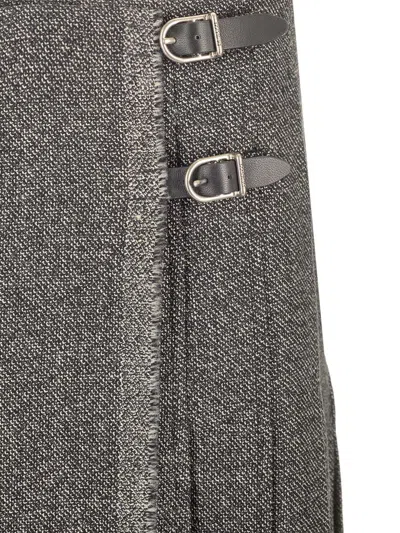 Durazzi Milano Pleated Midi Kilt Skirt Melange Black Skirts Grey In Multi
