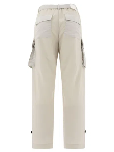 Sacai Belted Cargo Trousers In White