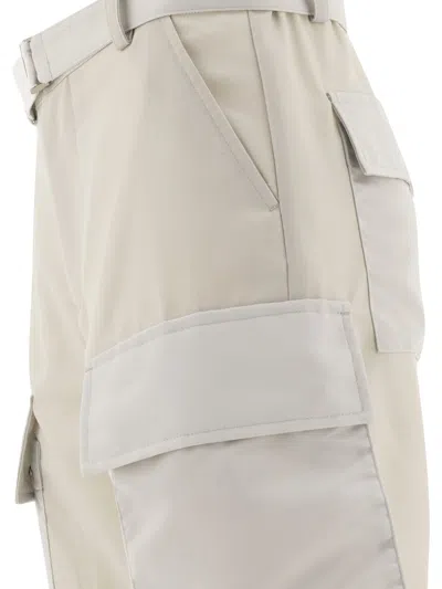 Sacai Belted Cargo Trousers In White