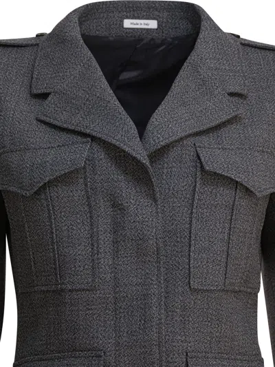 Alexander Mcqueen Fitted Silhouette With Epaulettes And Flap Pockets In Gray