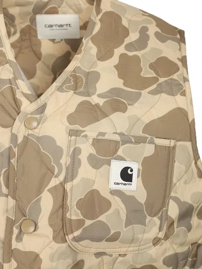 Carhartt Quilted Sleeveless Vest Camouflage Pattern In Neutral