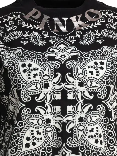 Pinko Boxy Silhouette Cotton T-shirt In Black