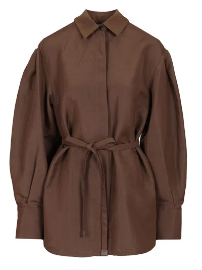 Max Mara Shirt With Belt Shirts Brown