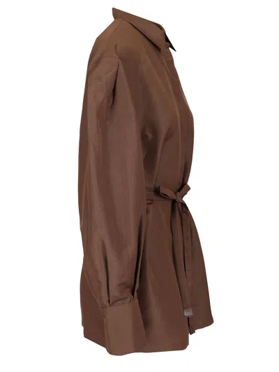 Max Mara Shirt With Belt Shirts Brown