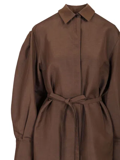 Max Mara Shirt With Belt Shirts Brown