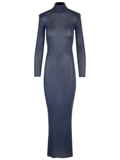 Self-portrait Ribbed Lurex Knit Turtleneck Maxi Dress