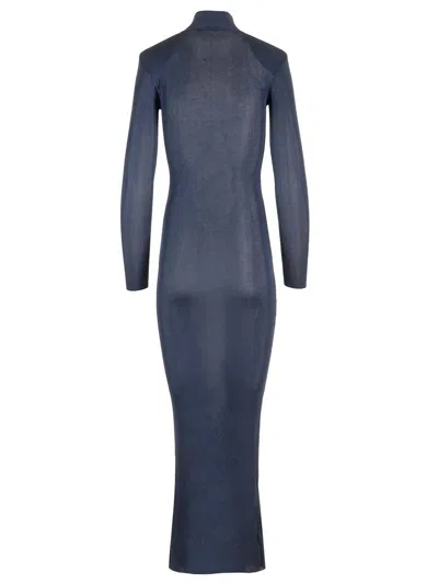 Self-portrait Ribbed Lurex Knit Turtleneck Maxi Dress