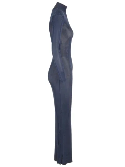 Self-portrait Ribbed Lurex Knit Turtleneck Maxi Dress