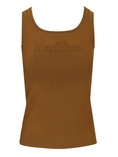 Max Mara Sleeveless Top With Logo Tops Green