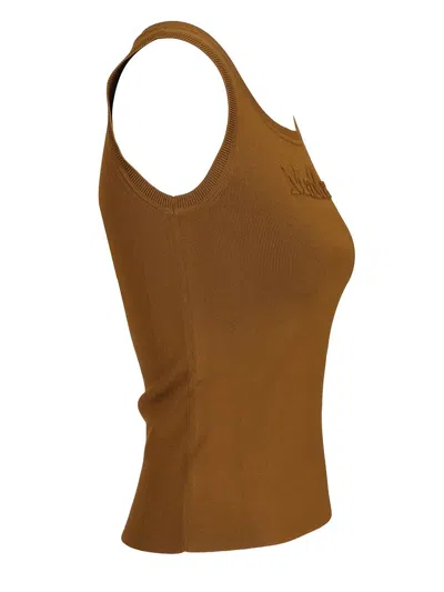 Max Mara Sleeveless Top With Logo Tops Green