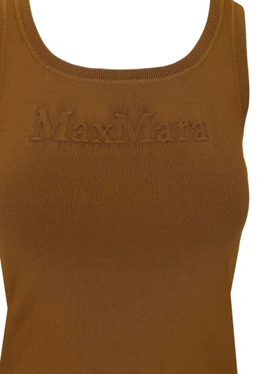 Max Mara Sleeveless Top With Logo Tops Green