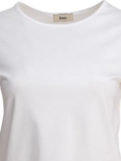 Herno Crewneck Short Sleeves Round Neck Button Embellishments In White