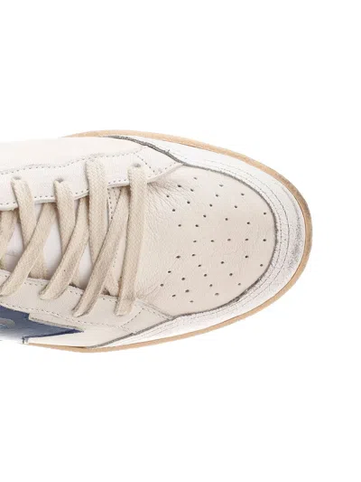 Golden Goose Ball Star Sneakers In White Nappa Leather With Light Blue Laminated Leather Star And Heel Tab