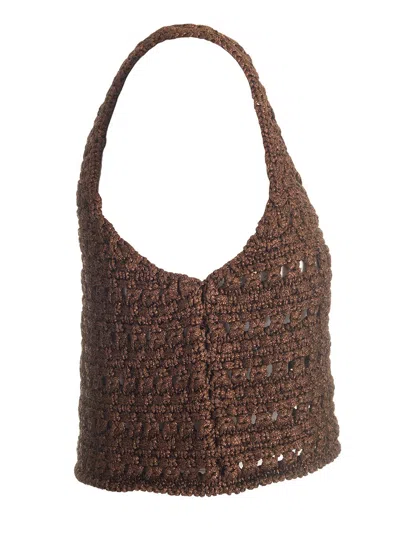 Alanui Viscose Knit Cropped Top Knitwear Brown