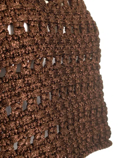 Alanui Viscose Knit Cropped Top Knitwear Brown