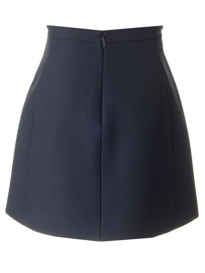 Valentino V Logo Belt Wool Mini Skirt