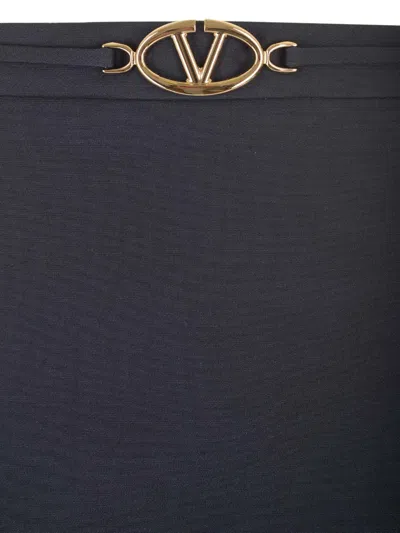 Valentino V Logo Belt Wool Mini Skirt