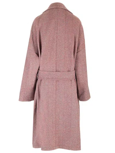 Etro Chevron Wool Coat Coats Bordeaux In Neutral
