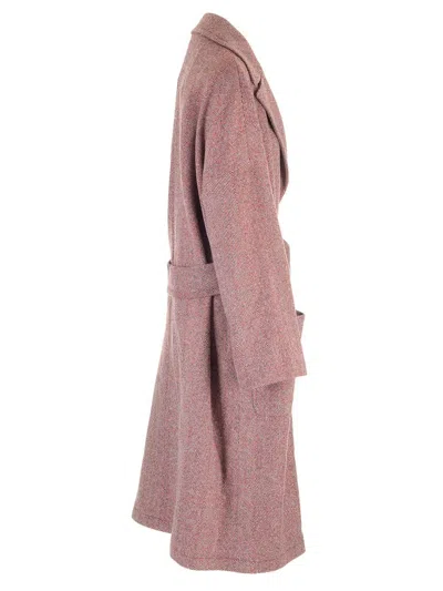 Etro Chevron Wool Coat Coats Bordeaux In Neutral