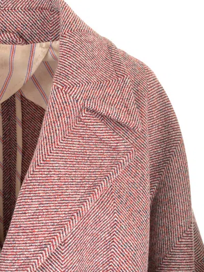 Etro Chevron Wool Coat Coats Bordeaux In Neutral