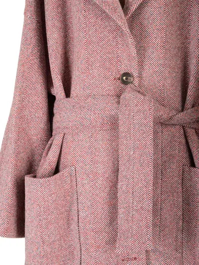 Etro Chevron Wool Coat Coats Bordeaux In Neutral