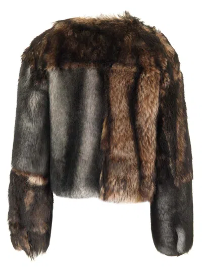 Durazzi Milano Crewneck Fur Coat Jackets Multicolor In Multi