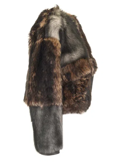 Durazzi Milano Crewneck Fur Coat Jackets Multicolor In Multi