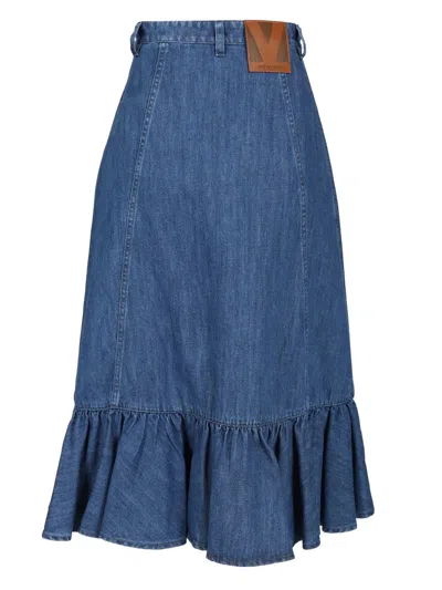 Valentino Garavani Blue Denim Cotton Skirt