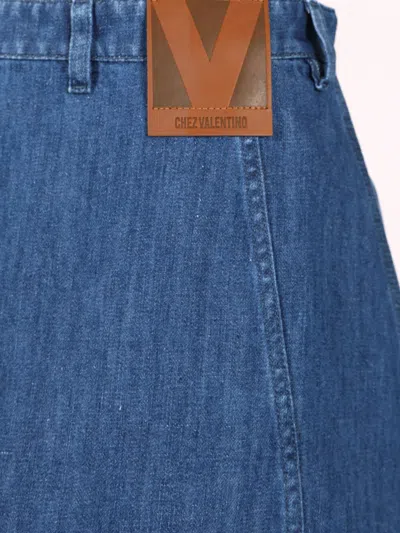 Valentino Garavani Blue Denim Cotton Skirt