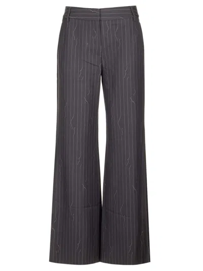 Off-white Pinstripe-pattern Virgin Wool-blend Trousers