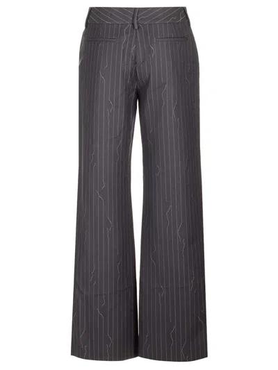 Off-white Pinstripe-pattern Virgin Wool-blend Trousers