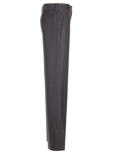 Off-white Pinstripe-pattern Virgin Wool-blend Trousers
