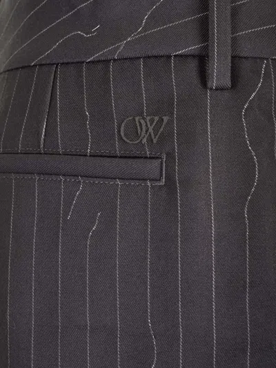 Off-white Pinstripe-pattern Virgin Wool-blend Trousers