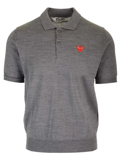 Comme Des Garçons Play Wool Polo Shirt Knitwear Grey