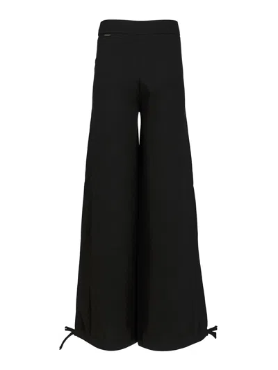 Max Mara Nigeria Wool Knit Baloon Pants Drawstrings On Hem Trousers Black In Black