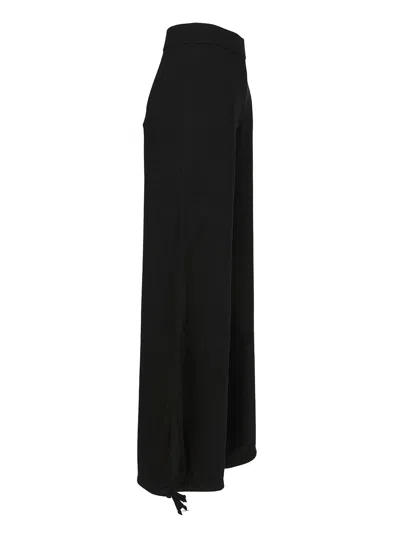 Max Mara Nigeria Wool Knit Baloon Pants Drawstrings On Hem Trousers Black In Black