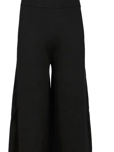 Max Mara Nigeria Wool Knit Baloon Pants Drawstrings On Hem Trousers Black In Black