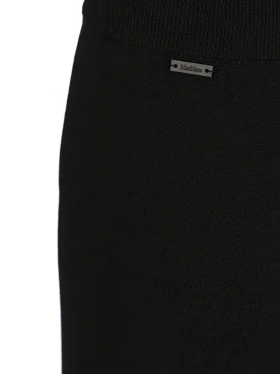 Max Mara Nigeria Wool Knit Baloon Pants Drawstrings On Hem Trousers Black In Black