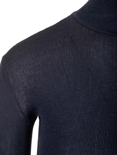 Self-portrait Navy Viscose Knit Top Tops Blue