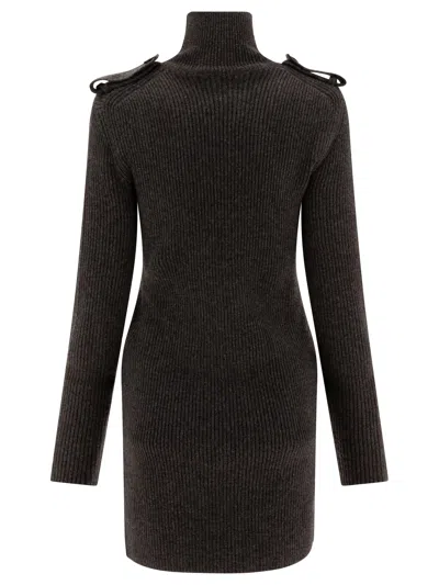 Alexander Mcqueen Ribbed Mini Dress High Neck