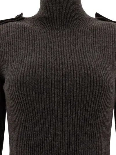 Alexander Mcqueen Ribbed Mini Dress High Neck