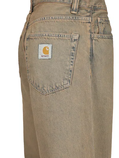 Carhartt Denim Trousers With Belt Loops In Brown