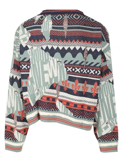 Vivienne Westwood Broken Fair Isle Jumper Linen Wool Blend M/l Unisex In Multi
