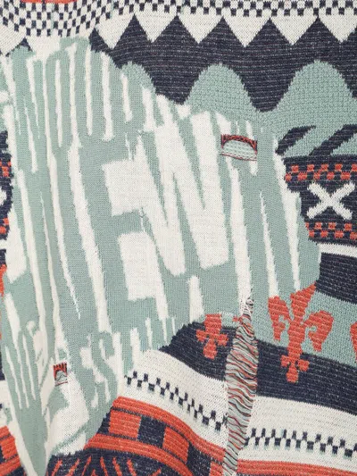 Vivienne Westwood Broken Fair Isle Jumper Linen Wool Blend M/l Unisex In Multi